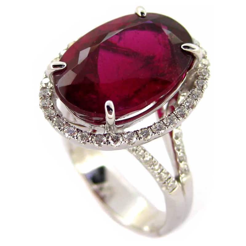 Kabella 18k White Gold Pink Tourmaline 3/5ct TDW Diamond Ring (G-H, SI1-SI2)