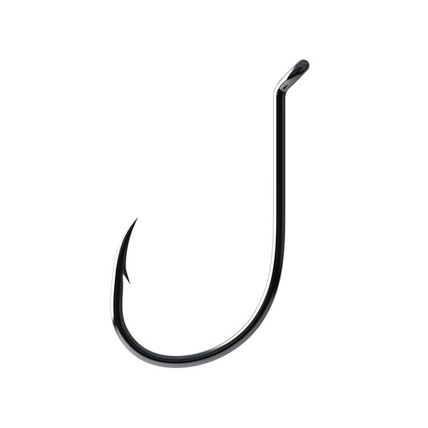 Eagle Claw Lazer Octopus Long Shank Offset Up Eye Hook Platinum Black Size 4 (Per 10)