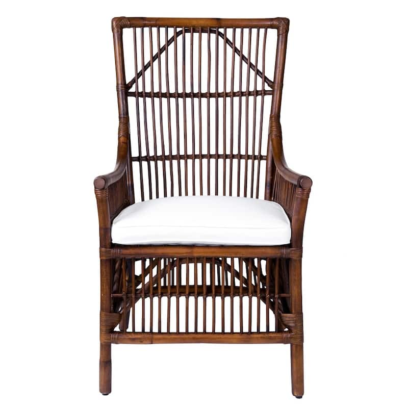 Natural Brown Rattan Cushioned Armchair by East at Main