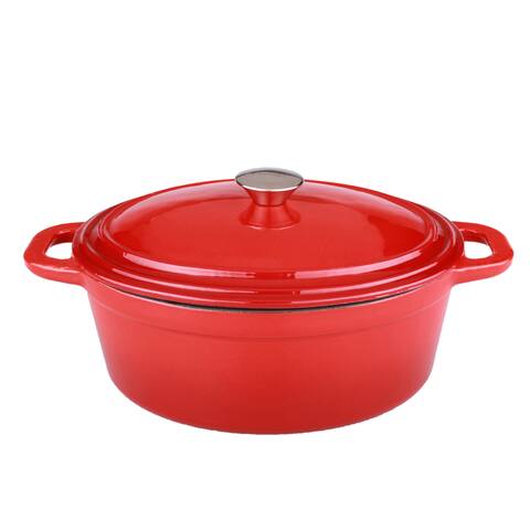 BergHOFFNeo 8-quart Red Cast Iron Oval Covered Casserole Dish
