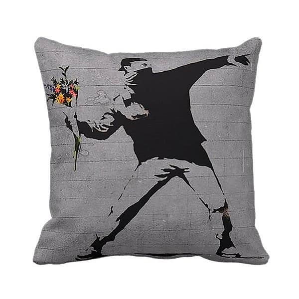 Rage Flower Thrower Banksy Throw Pillow Overstock 10462340