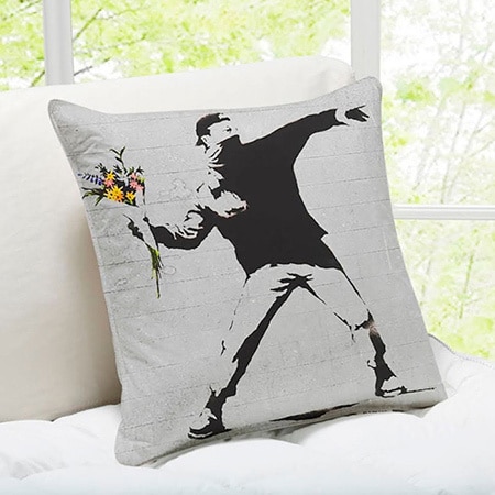 Rage Flower Thrower Banksy Throw Pillow Overstock 10462340