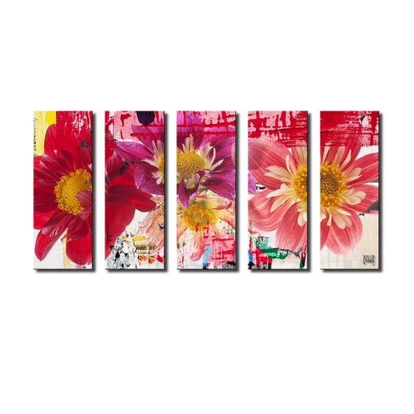 Ready2HangArt 'Painted Petals LXXIII' 5-piece Canvas Wall Art Set ...