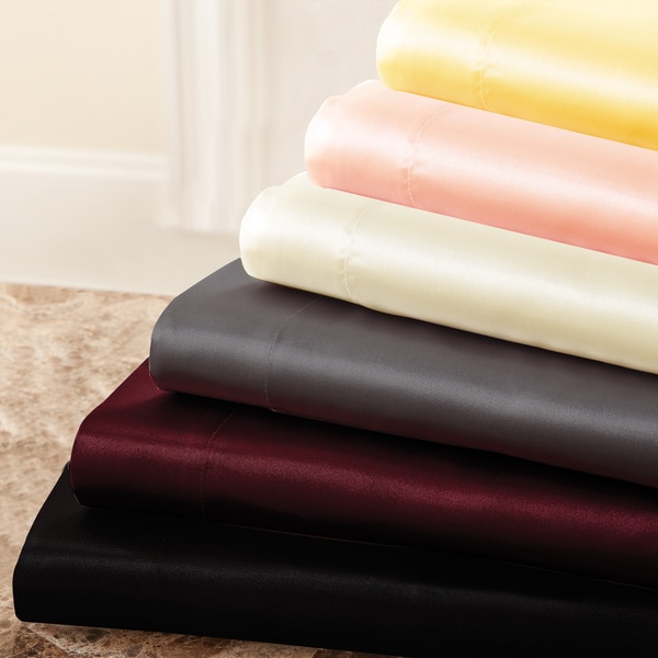 Amraupur Overseas 4-piece Solid Satin Sheet Set