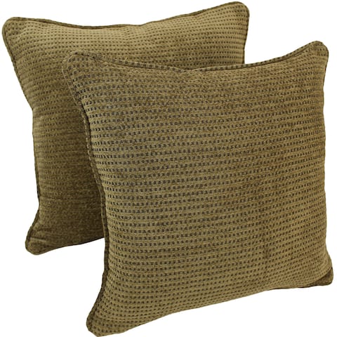 Blazing Needles 18-inch Gingham Brown Chenille Throw Pillow (Set of 2)
