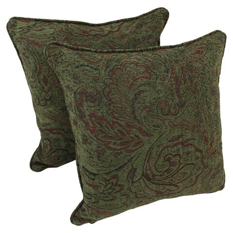Blazing Needles Corded Floral Green Jacquard Chenille 18-inch Throw Pillows (Set of 2)