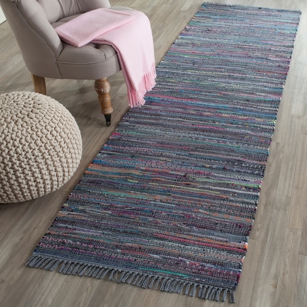 Safavieh Hand-Woven Rag Rug Aqua/ Multi Cotton Rug - 2'3 x 6'