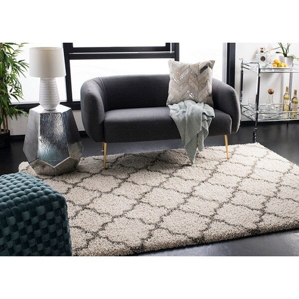 Safavieh Hudson Quatrefoil Shag Ivory/ Grey Large Area Rug - 10' x 14'