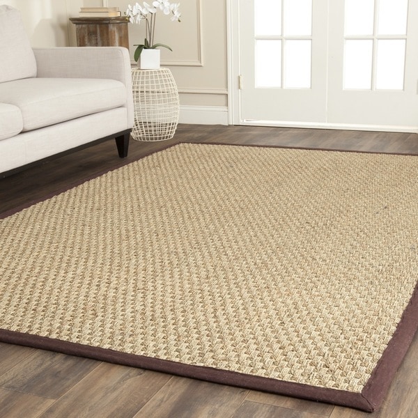 Safavieh Casual Natural Fiber Natural and Dark Brown Border Seagrass Rug - 10' x 14'