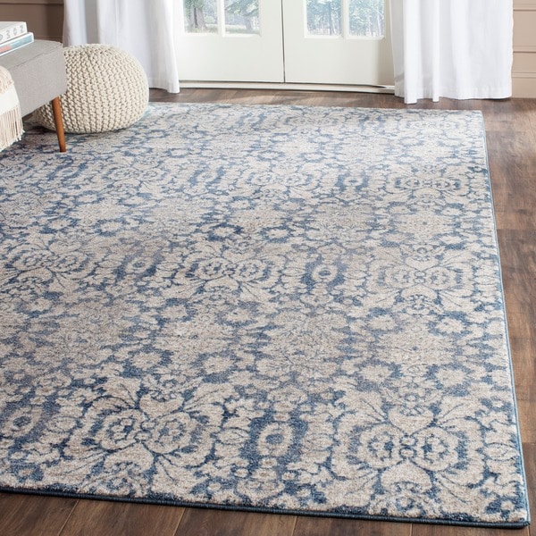Safavieh Sofia Vintage Damask Blue/ Beige Distressed Rug (9' x 12') - 9' x 12'
