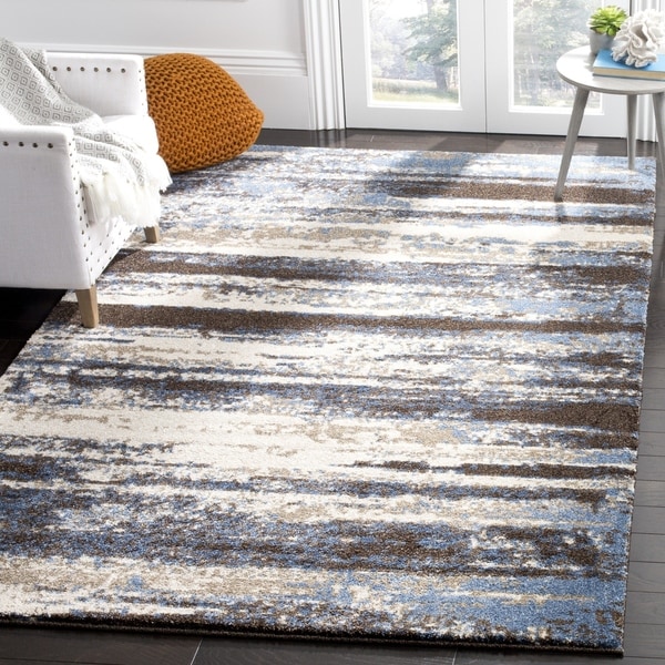 Safavieh Retro Modern Abstract Cream/ Blue Distressed Rug - 8'9 x 12'