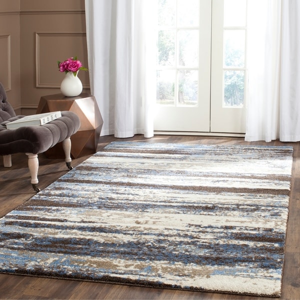 Safavieh Retro Modern Abstract Cream/ Blue Distressed Rug - 8'9 x 12'