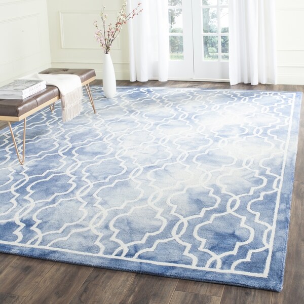 Safavieh Handmade Dip Dye Watercolor Vintage Blue/ Ivory Wool Rug - 9' x 12'