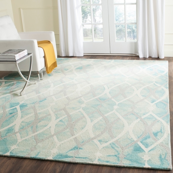 Safavieh Handmade Dip Dye Watercolor Vintage Green/ Ivory Grey Wool Rug - 9' x 12'