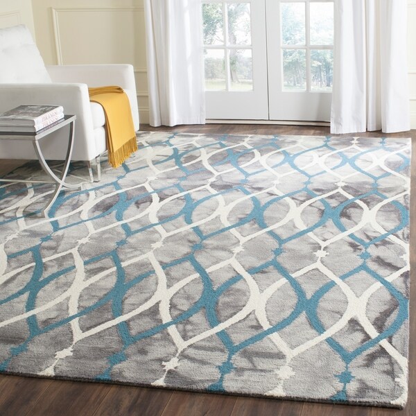 Safavieh Handmade Dip Dye Watercolor Vintage Grey/ Ivory Blue Wool Rug - 9' x 12'
