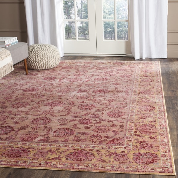 Safavieh Valencia Pink/ Multi Distressed Silky Polyester Rug - 9' x 12'