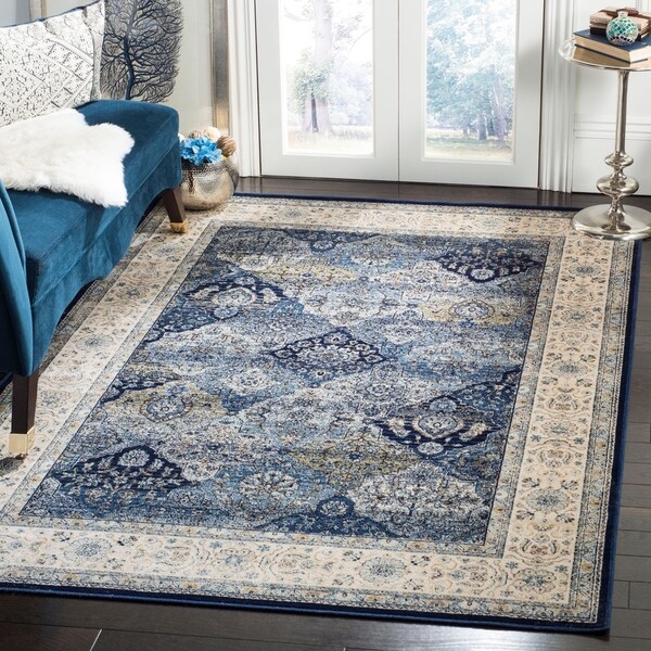 Safavieh Persian Garden Vintage Navy/ Ivory Distressed Silky Viscose Area Rug - 8' x 11'