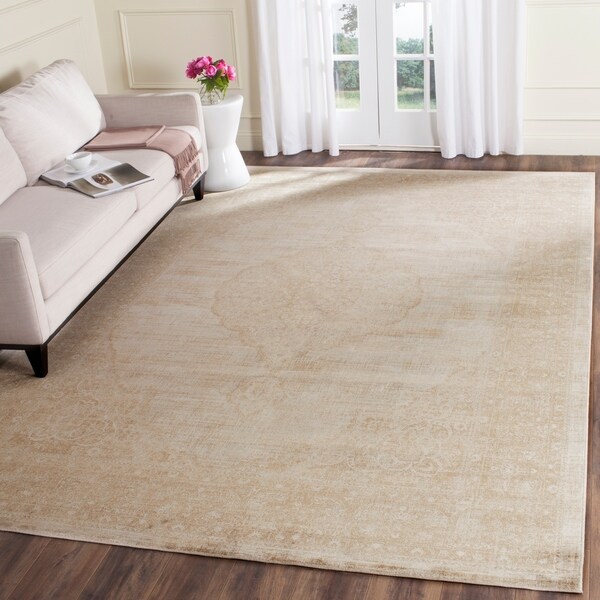 Shop Safavieh Vintage Oriental Cream Distressed Silky Viscose Rug - 8 ...