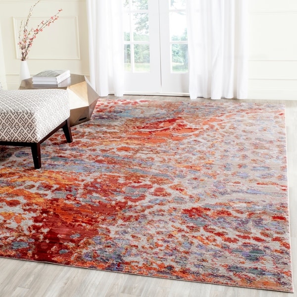 Safavieh Valencia Multi Abstract Distressed Silky Polyester Rug - 8' x 10'