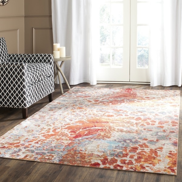 Safavieh Valencia Multi Abstract Distressed Silky Polyester Rug (8' x 10')