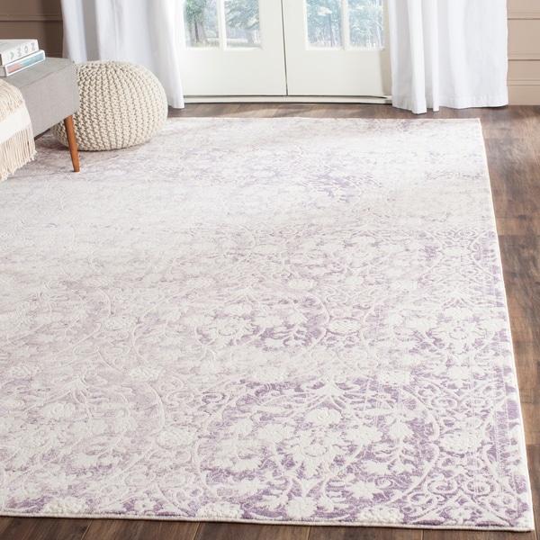 Safavieh Passion Watercolor Vintage Lavender/ Ivory Distressed Rug - 8' x 11'