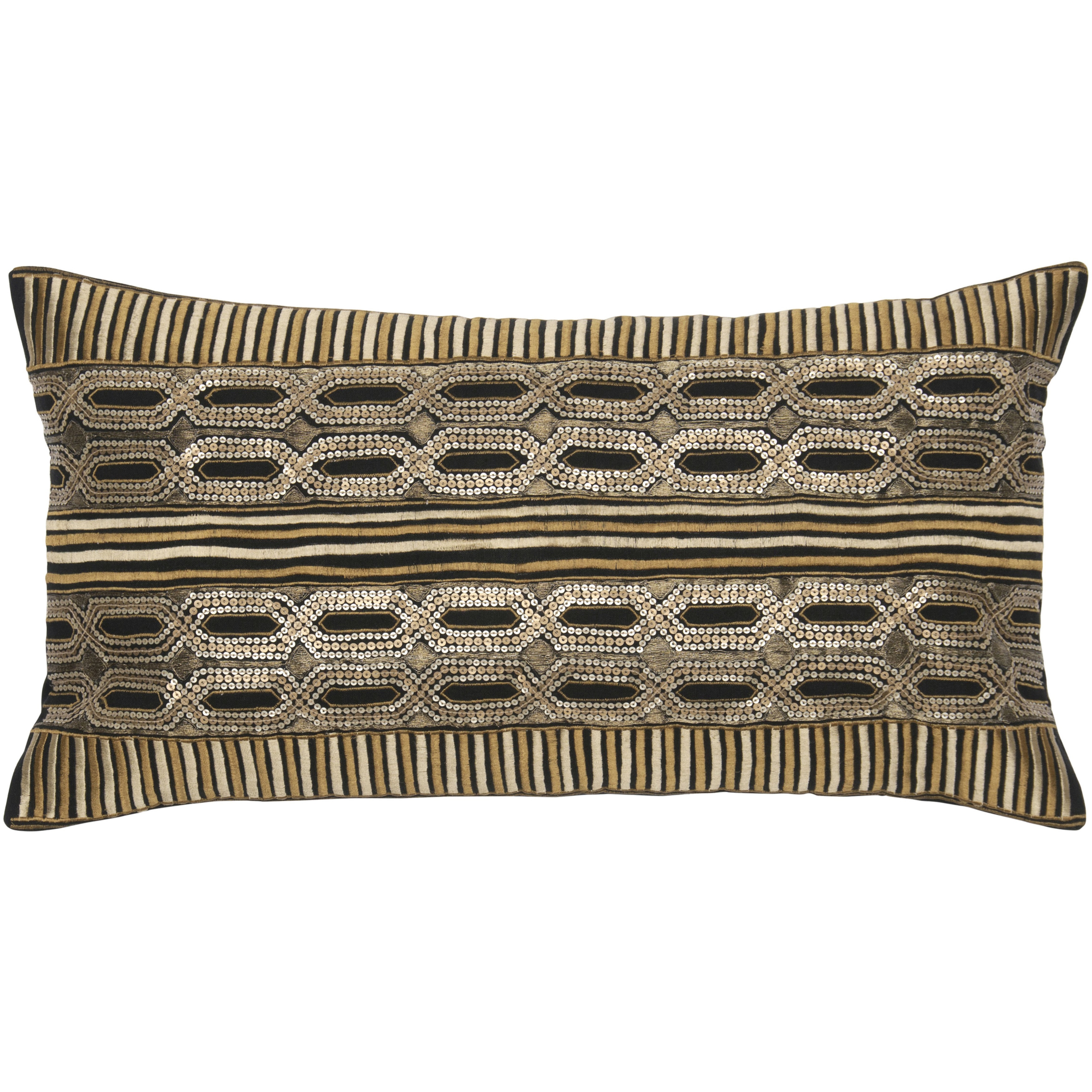 Shop Rizzy Home Black And Gold Rectangle Pillow Cover Free