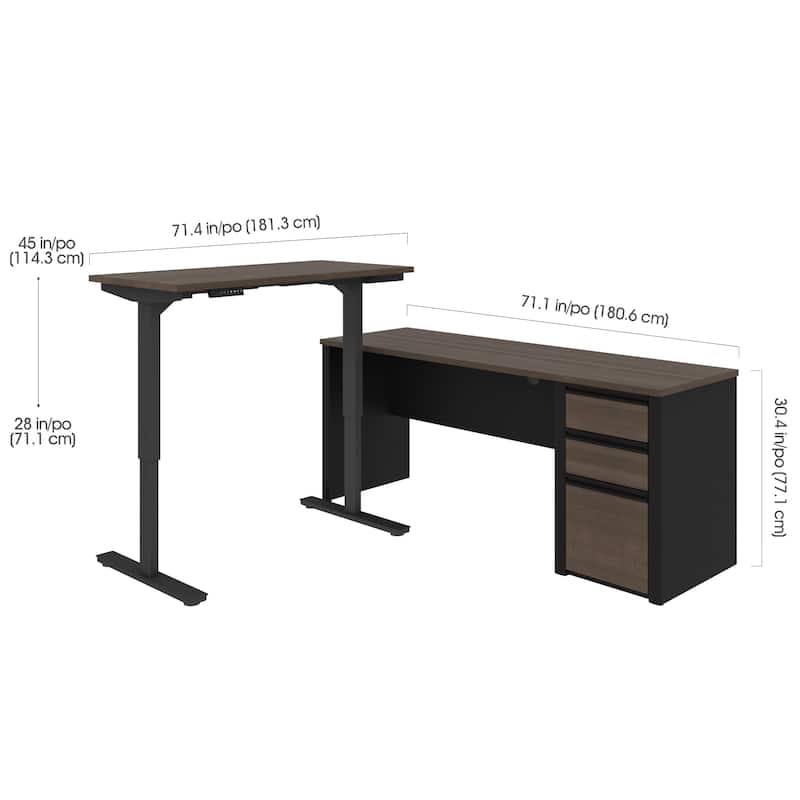 Bestar Connexion L-Desk including Electric Height Adjustable Table
