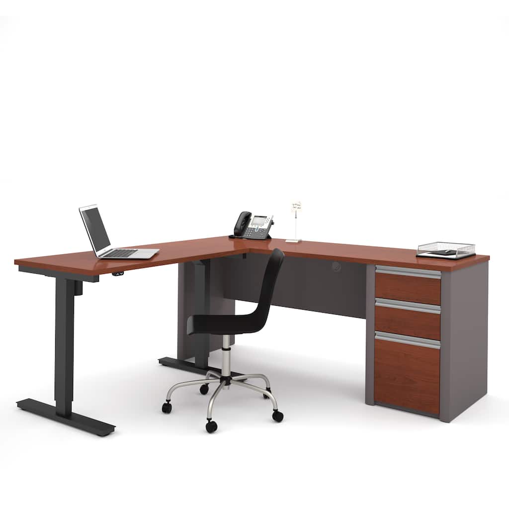 Bestar Connexion 72W L-Shaped Standing Desk with Pedestal