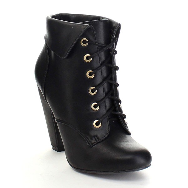 women's lace up black ankle boots