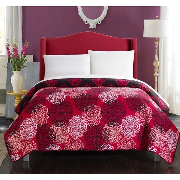 Amaryllis Purple Floral 7 pc Comforter Bed Set by Madison Park