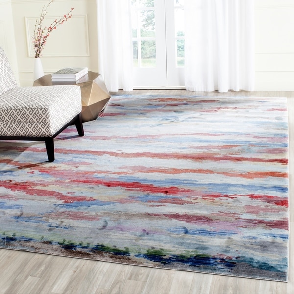 Safavieh Valencia Multi Abstract Watercolor Distressed Silky Polyester Rug - 8' x 10'