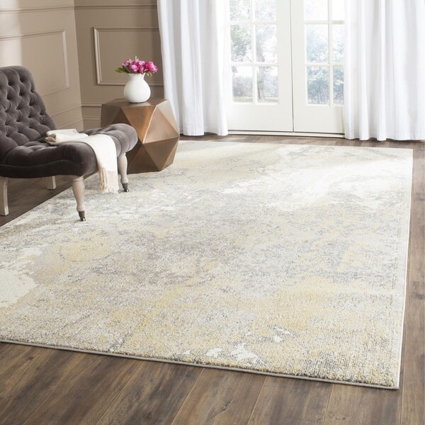 Safavieh Monaco Modern Abstract Ivory / Grey Distressed Rug (8' x 11')