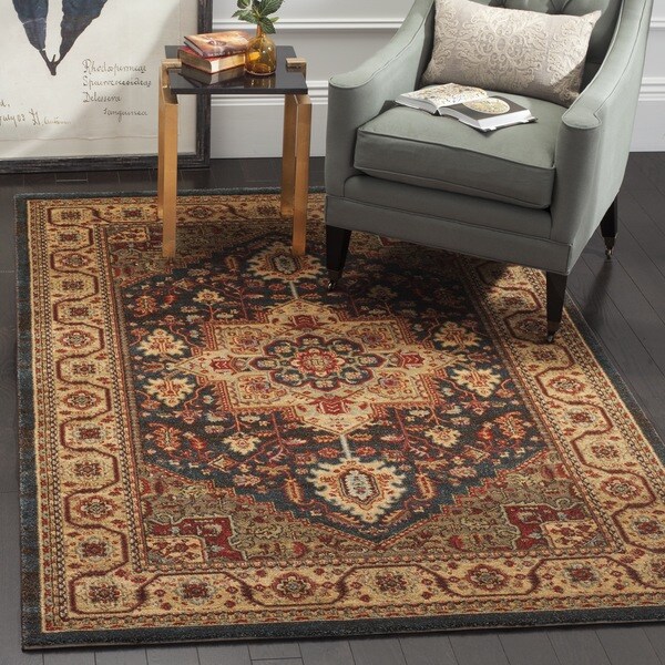 Safavieh Mahal Traditional Grandeur Navy/ Natural Rug - 8' x 11'