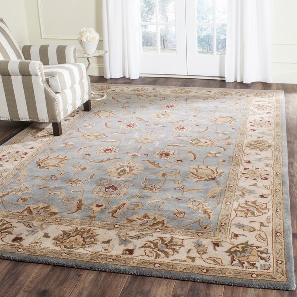 Safavieh Handmade Royalty Blue/ Beige Wool Rug - 6'7" x 9'8"