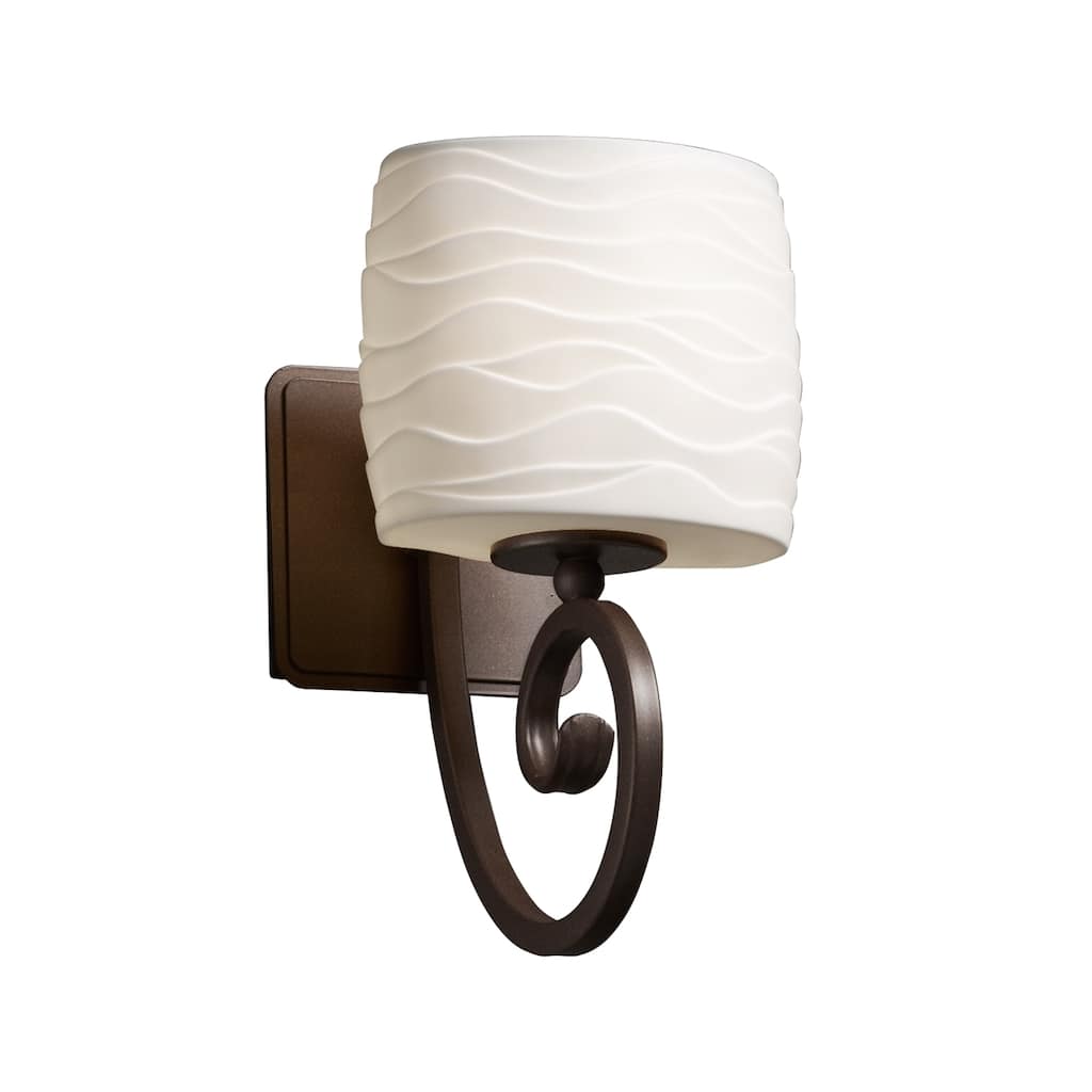 Justice Design Limoges Victoria 1-light Dark Bronze Wall Sconce, Waves Oval Shade