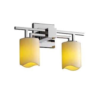 Justice Design CandleAria Aero 2-light Polished Chrome Bath Bar, Cream Cylinder - Melted Rim Shade