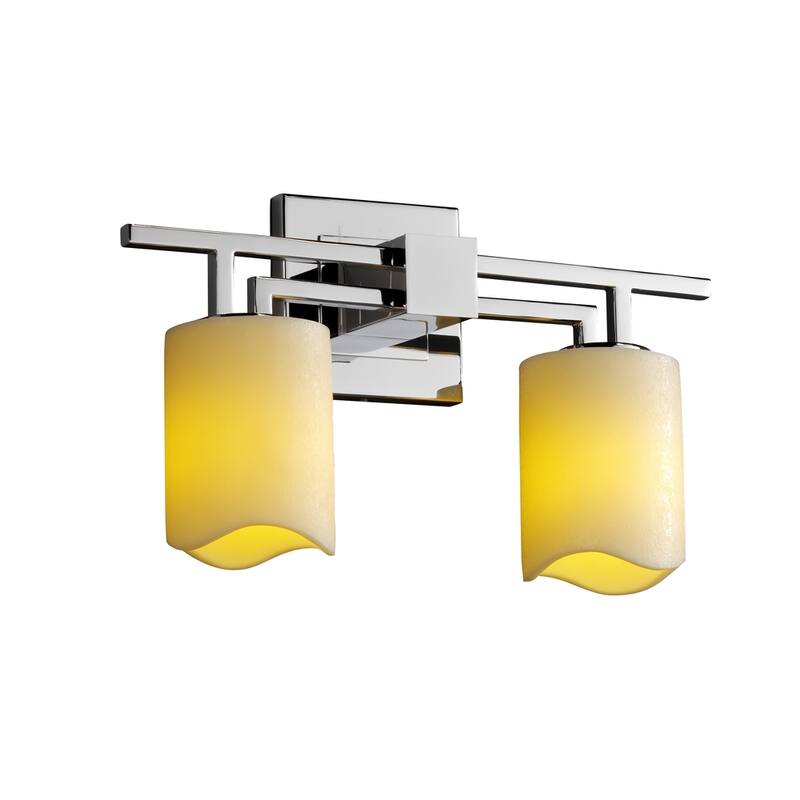 Justice Design CandleAria Aero 2-light Polished Chrome Bath Bar, Cream Cylinder - Melted Rim Shade