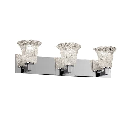 Justice Design Veneto Luce Modular 3-light Polished Chrome Bath Bar, Lace Round Flared Shade