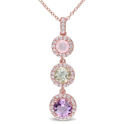Miadora Rose Plated Silver Multi-gemstone Necklace
