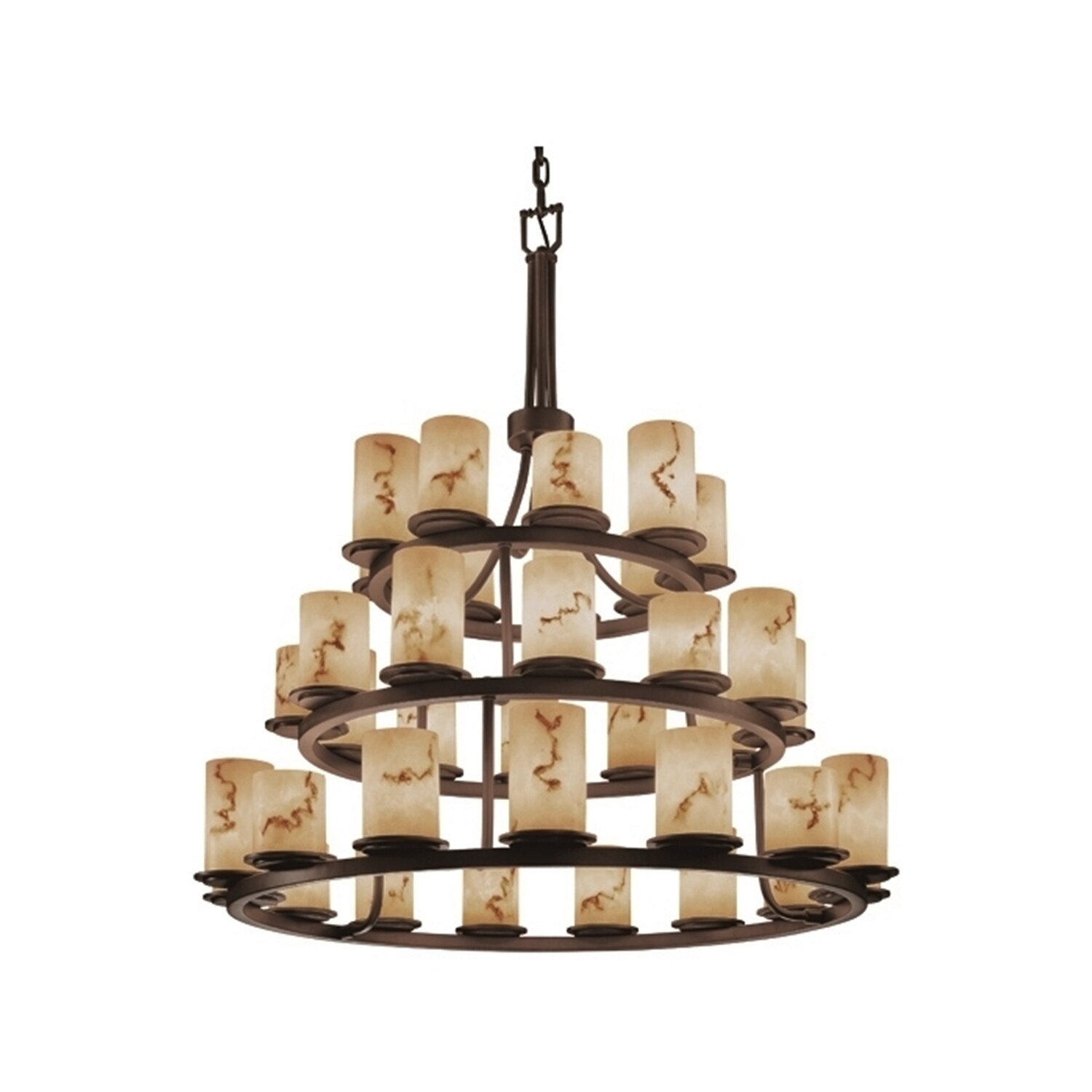 Justice Design Group LumenAria Dakota 36-light Dark Bronze Chandelier, Faux Alabaster Cylinder - Flat Rim Shade (Dark Bronze, Off-White) - Chandeliers For Bedrooms by Overstock.com