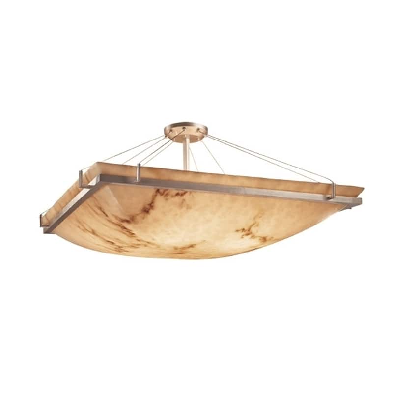 Justice Design LumenAria Ring 6-light Brushed Nickel Square Bowl Semi-flush, Faux Alabaster Shade