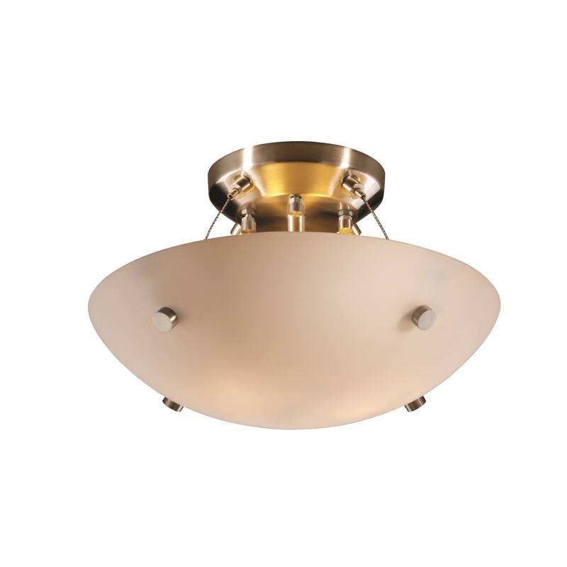 Justice Design Fusion Finials 2-light Brushed Nickel Round Bowl Semi-flush, Opal Shade