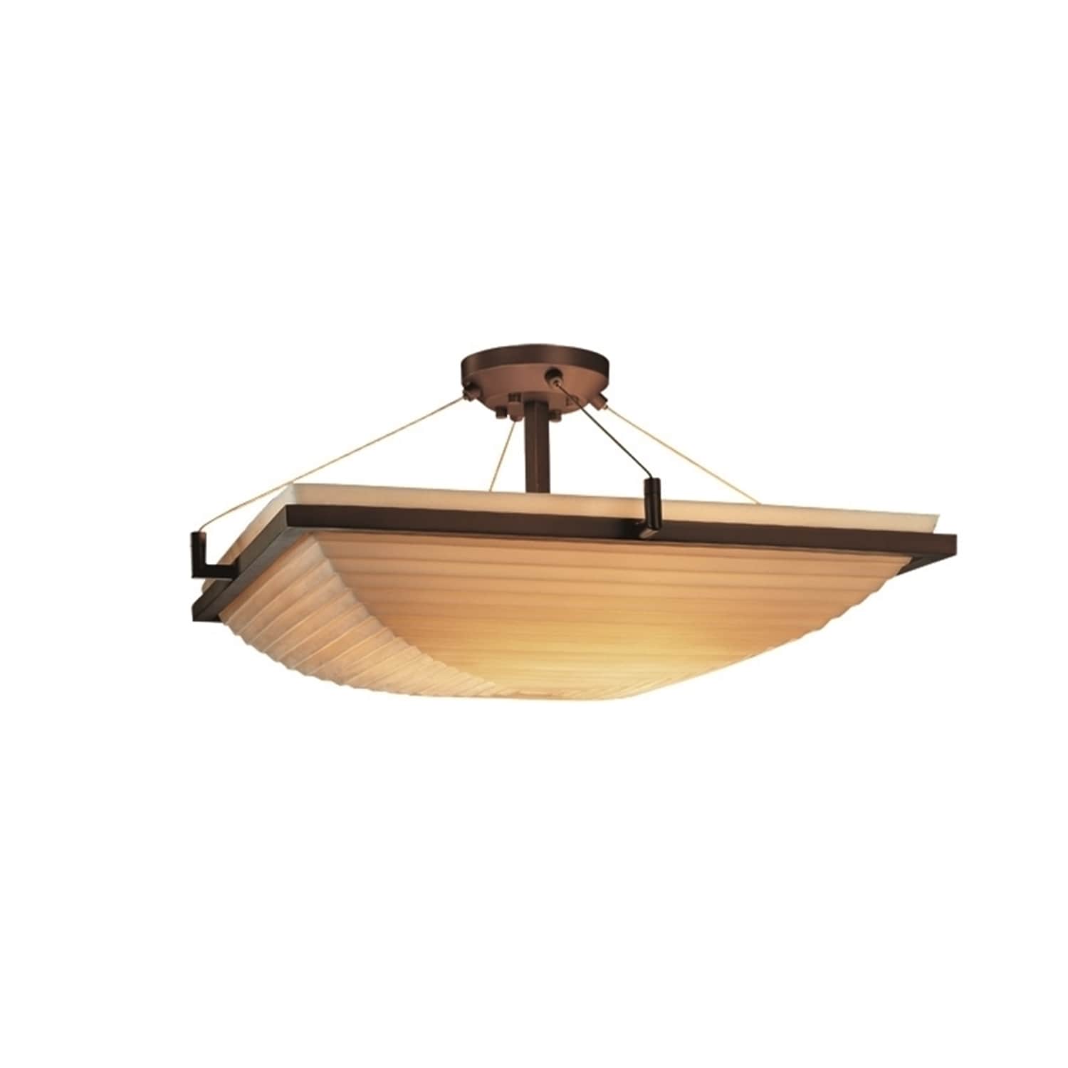 Justice Design Porcelina Ring 6-light Dark Bronze Square Bowl Semi-flush, Sawtooth Shade