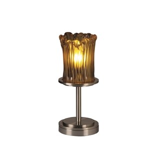 Justice Design Veneto Luce Dakota 1-light Brushed Nickel Table Lamp, Amber Cylinder - Rippled Rim Shade