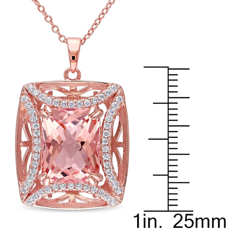 Miadora Rose-Plated Silver Rose Glass and Cubic Zirconia Necklace