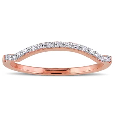 Miadora 10k Rose Gold Diamond Accent Curved Stackable Wedding Band Ring