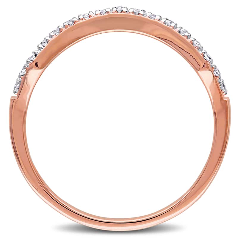 Miadora 10k Rose Gold Diamond Accent Curved Stackable Wedding Band Ring