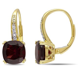 Miadora 10k Yellow Gold Garnet And Diamond Accent Dangle Miadora 10k Yellow Gold Garnet And Diamond Accent Dangle Earrings On Free Shipping Today 10469342