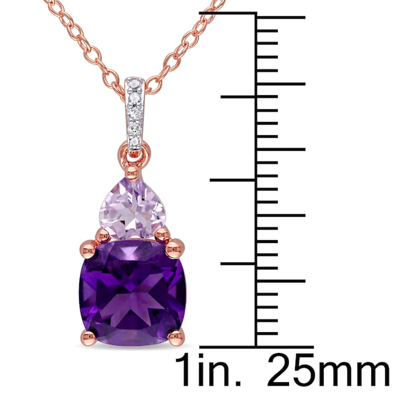Miadora Rose Plated Silver Multi-gemstone and Diamond Accent Necklace - Purple