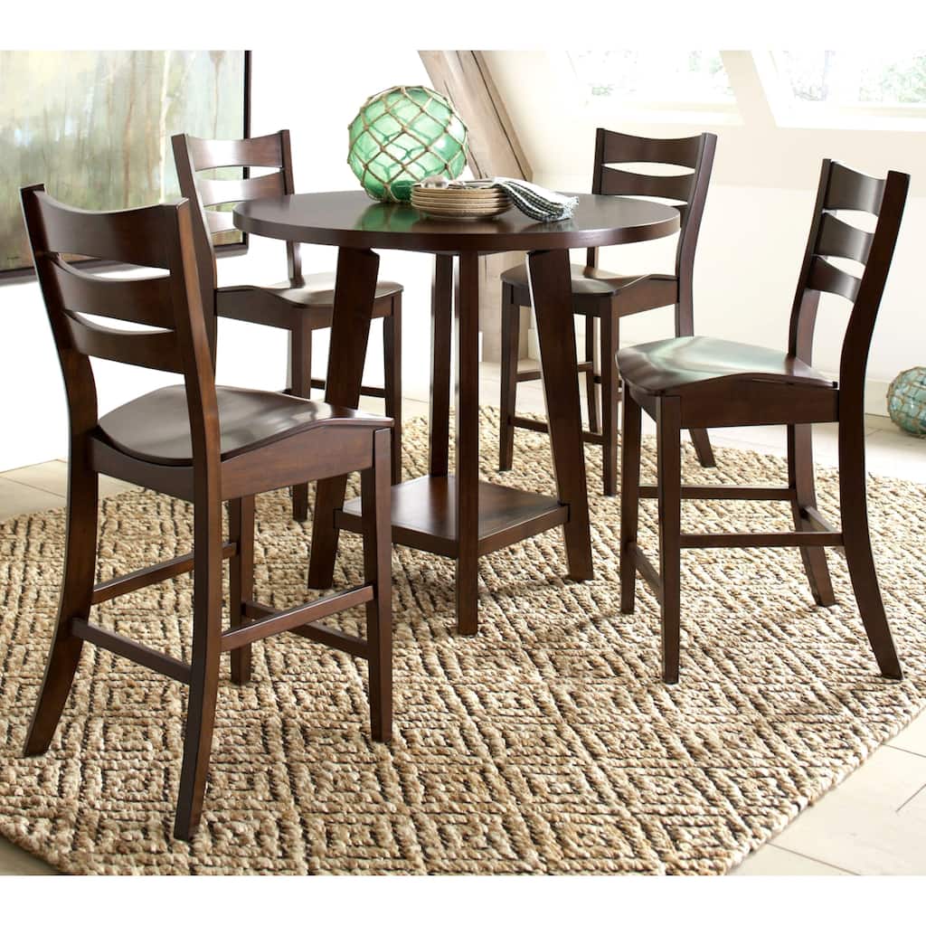 Delta Transitional 5-piece Saddle Seat Round Counter Height Dining Set
